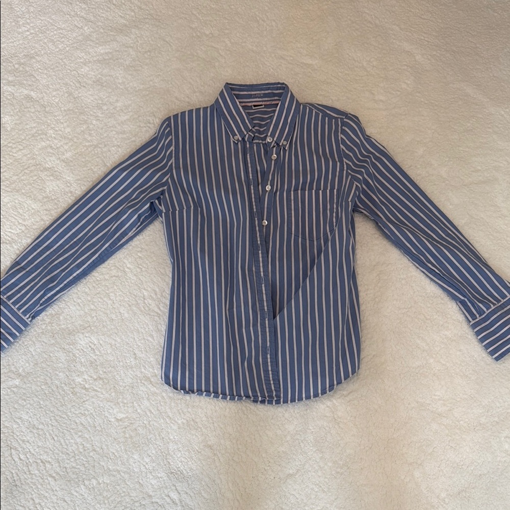 Blue Pink and White Striped Button-Up Shirt